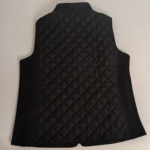 Jones New York Black Quilted Vest Gold Snaps/Zipper Women’s M NWOT - Picture 6 of 15